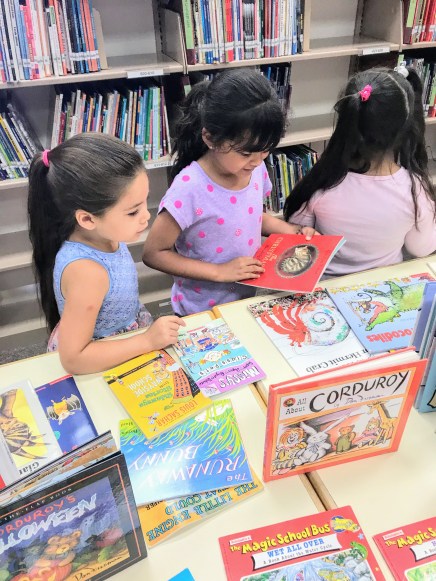 girl choosing books